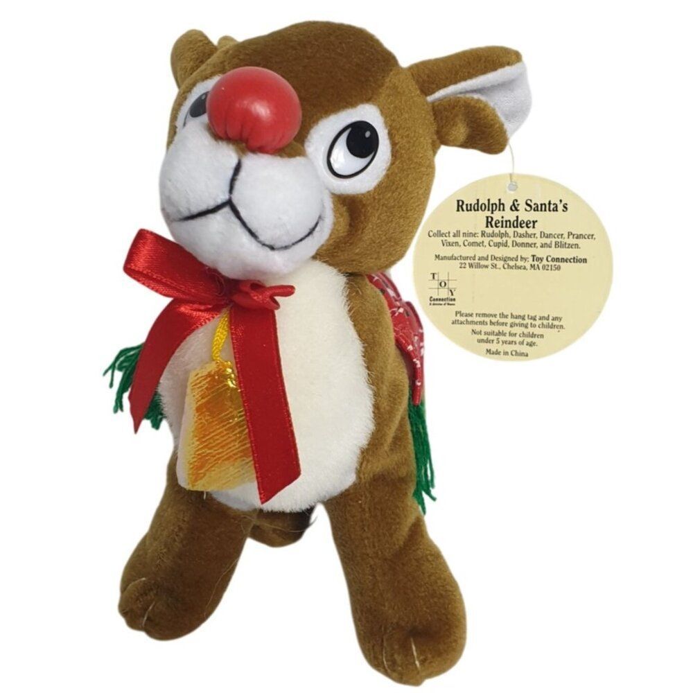 VTG NanCo Rudolph & Santas Reindeer Plush Toy  7.5" 2001 Collectible Christmas